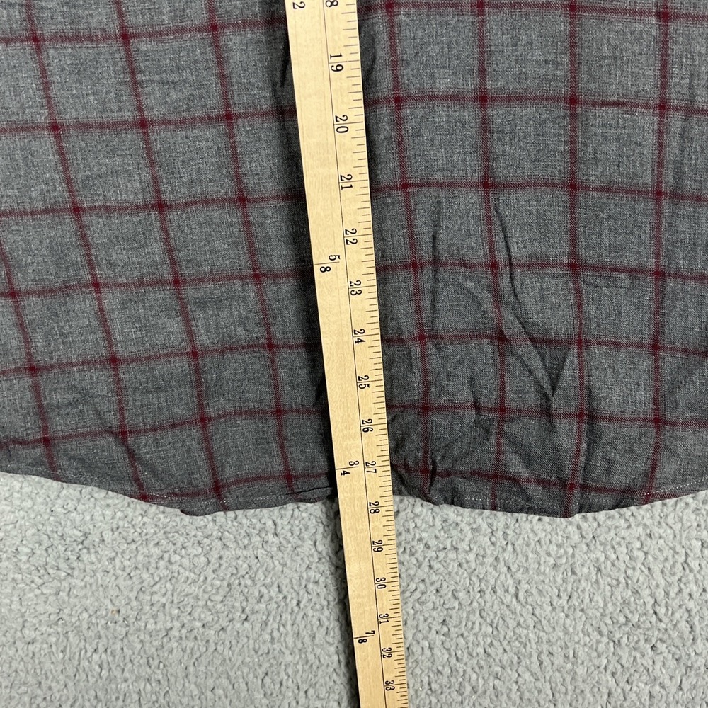 Untuckit Mens M Slim Fit Button Down Shirt Grey Burgundy Plaid Long Sleeve - Picture 10 of 11